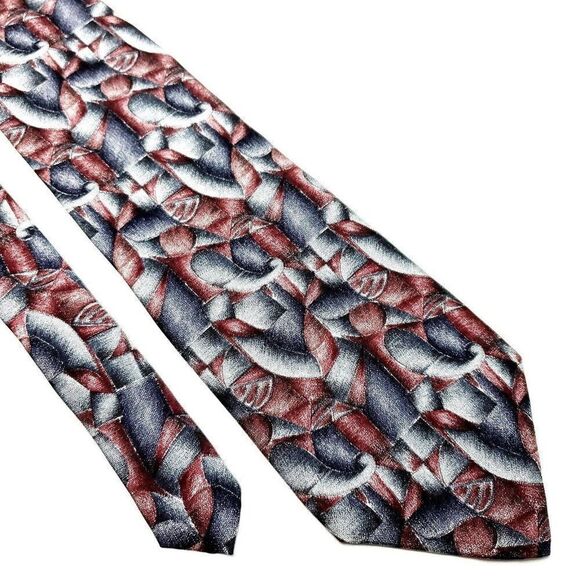 Barrington Silk Tie Gray Reddish‎ Brown Wide Abstract Print - Picture 1 of 6